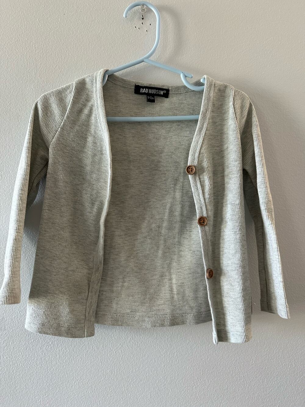 Beau Hudson Sweater Baby 9-12 Months Gray Cardigan Ribbed Unisex Minimalist